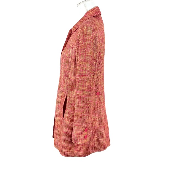 Dialogue QVC orange Pink Blazer Jacket Long Sz 6 Pockets Pea Coat - Picture 3 of 11